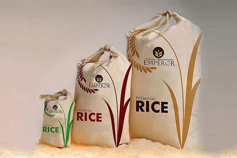 Thiết kế bao bì gạo dạng túi dải rút