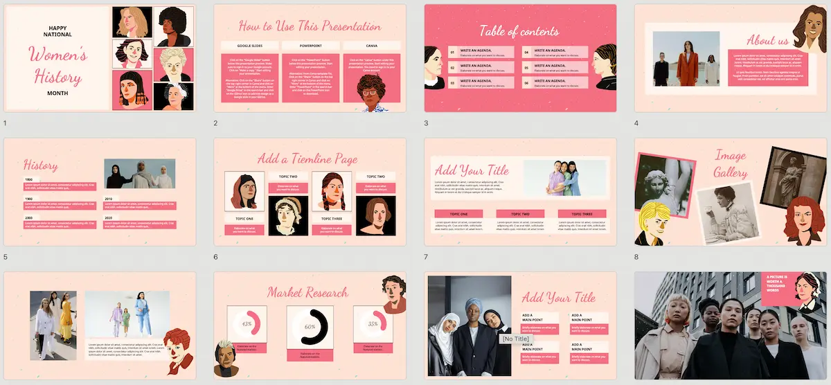 Slide PowerPoint đẹp mắt lịch sử hào hùng quốc tế phụ nữ