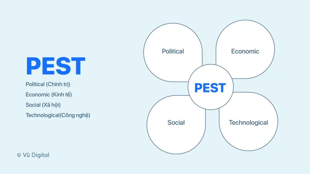 Chiến lược marketing - Mô hình PEST (ảnh: vudigital.co)