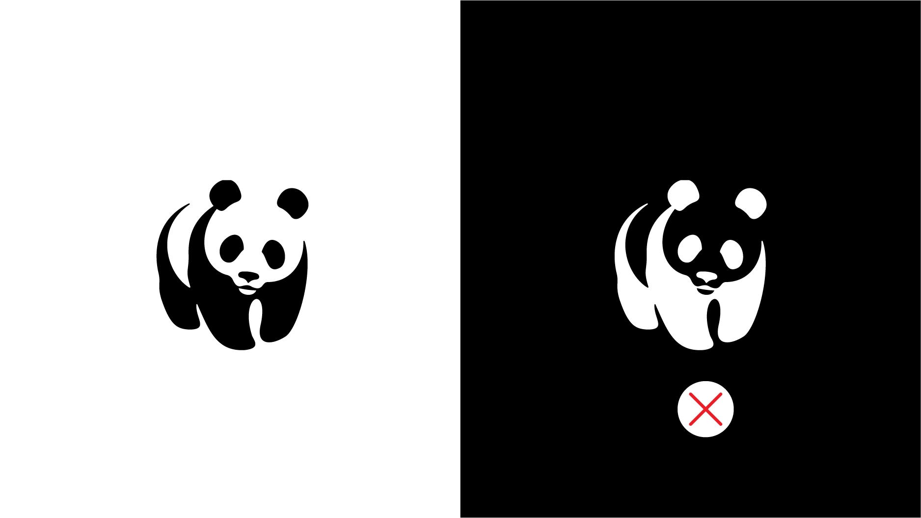 Thiết kế logo WWF đảo ngược màu không đúng sẽ gây nhầm lẫn.