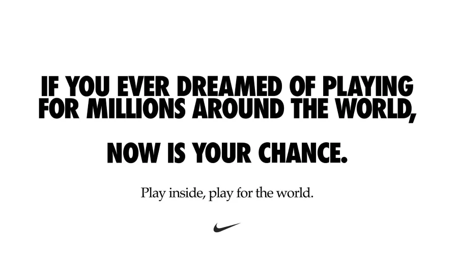 Graphic Design là gì: Thiết kế của Nike với thông điệp khuyến khích mọi người ở nhà trong thời điểm bùng phát dịch bệnh tại Mỹ (ảnh: Wieden+Kennedy)
