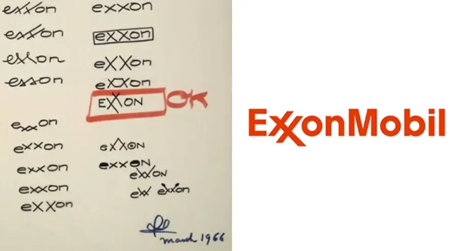 Sketch là gì: Quá trình phác thảo logo ExxonMobil - tập đoàn dầu khí hàng đầu thế giới (ảnh: Library of Congress)