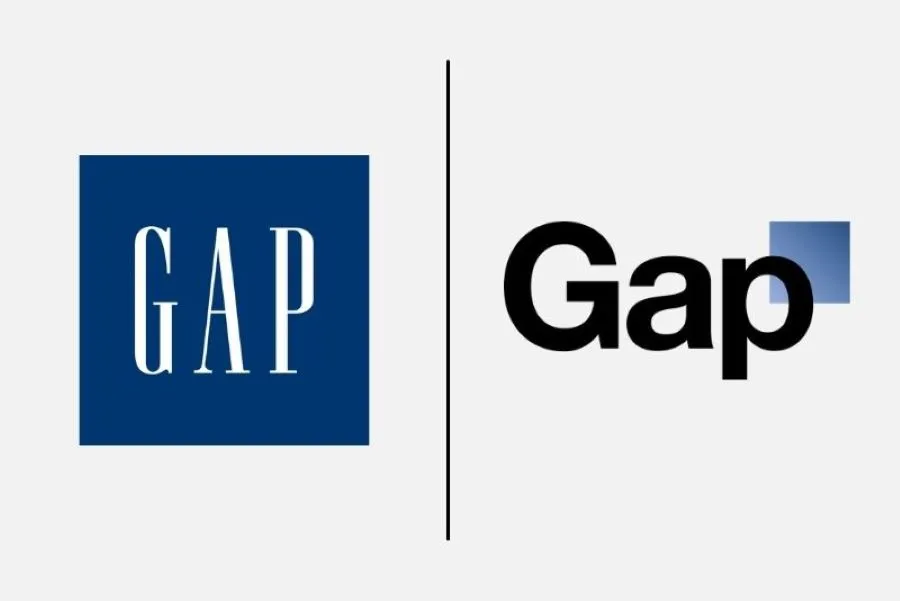 Logo phiên bản truyền thống của GAP (trái) và logo phiên bản mới (ảnh: The Branding Journal)