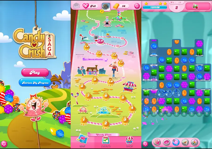 Candy Crush Saga là một ví dụ nổi tiếng khác về chiến lược freemium