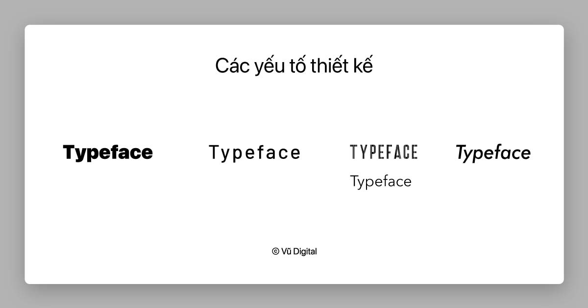 Brand typeface - Các yếu tố trong Brand typeface (ảnh: vudigital.co)