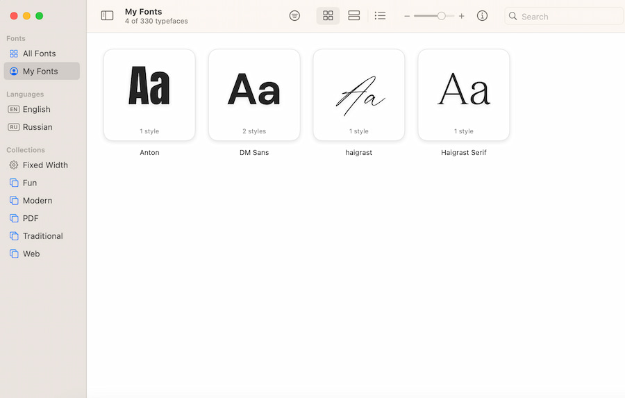 Phông chữ sans serif nghĩa là lược bỏ các nét kết thúc chữ của phông serif (ảnh: Apple Support).